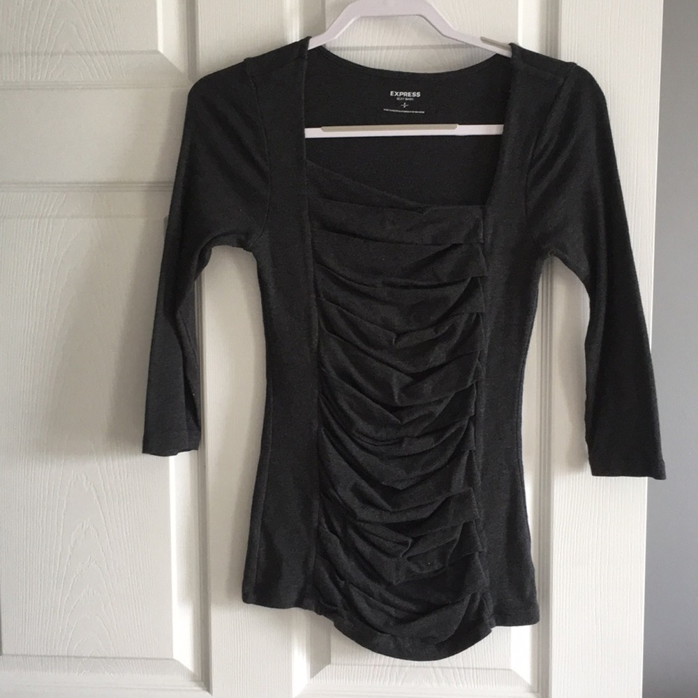 Express Asymmetrical Ruffle Front top